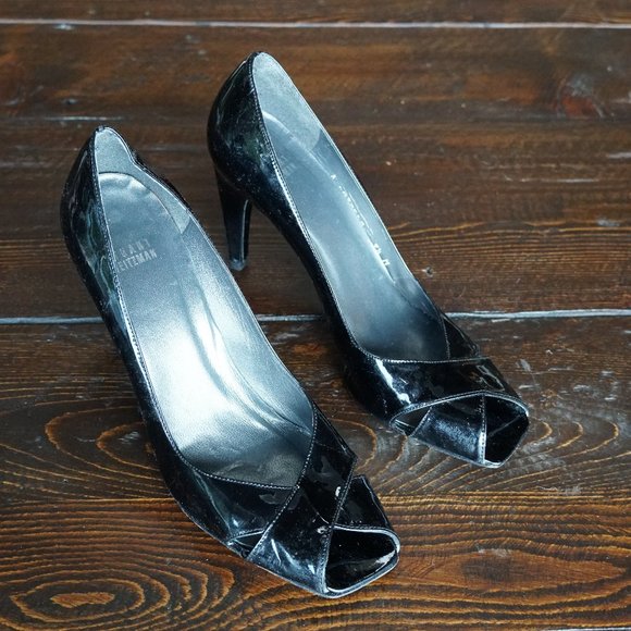 Stuart Weitzman Patent Leather Max Peep Toe Pump - Picture 1 of 8